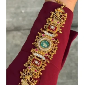 Kashmiri Elephant Motif Kundan Statement Watch