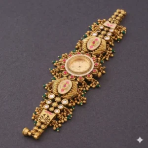 Maharani Antique Kundan Bracelet Watch – Royal Ethnic Jewelry Timepiece