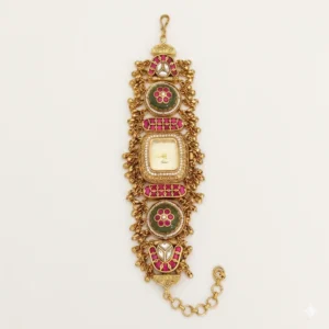Royal Heritage Antique Gold Meenakari Bracelet Watch