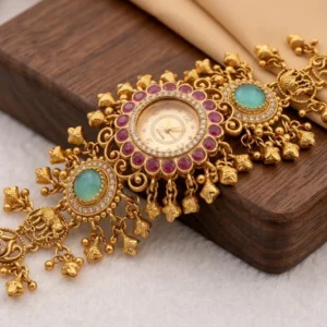 Elephant Design Kashmiri Bridal Watch – Heavy Antique Gold KW-KSH-ELP-009