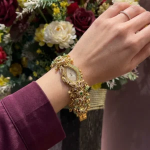 Kashmiri Pearl Bridal Watch – Antique Gold Ladies Watch (KW-KSH-PRL-002)