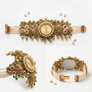 Ranisahiba Heritage Watch / Kashmiri Meenakari Kundan Bracelet Watch